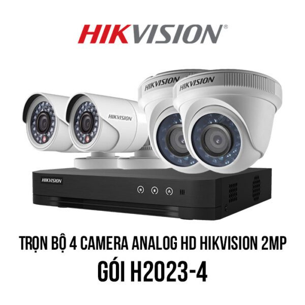 Trọn bộ 4 camera Analog HD HIKVISION 2MP giá rẻ ( Trắng - Đen, 2MP (1920x1080) )