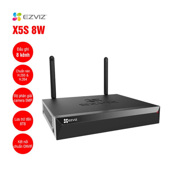 Đầu ghi không dây 8 kênh EZVIZ X5S 8W ( Đen, 5MP )